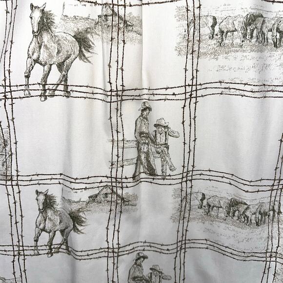 Bit & Bridle Western Cowboy Horse Button Up White Cotton Shirt Size Large - Picture 5 of 15